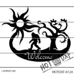 HOTDXF-0124 - BIG FOOT SASQUATCH WELCOME SIGN DXF