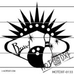 HOTDXF-0133 CLASSIC BOWLING SIGN WITH BALL AND PIN 50S RETRO BOWL