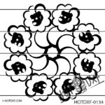 HOTDXF-0134 SMILING CARTOON TEDDY BEAR FACE WITH GLASSES FLOWER DESIGN