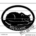 HOTDXF-0142 - SLEEPING KITTY CAT PET FURRY ANIMAL LOVER KITTEN WELCOME SIGN