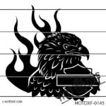 HOTDXF-0145 - HARLEY DAVIDSON MOTORCYCLE BIKER GANG LOGO SIGN WITH FIRE FLAMES AND AMERICAN EAGLE