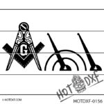 HOTDXF-0156 - MASONIC MASONS FREEMASON TEMPLAR SHRINER SQUARE AND COMPASS SYMBOL WITH STANDS