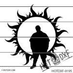 HOTDXF-0195 - THE DAD BOD SILHOUETTE IN FRONT OF SUN DXF FILE DESIGN