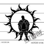 HOTDXF-0196 - THE SMOKING HOT DAD BOD SILHOUETTE IN FRONT OF SUN DXF FILE SIGN DESIGN