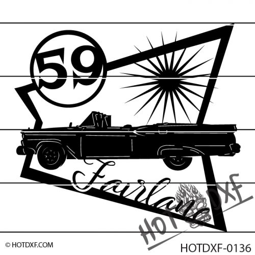 HOTDXF-0136 - COOL RETRO FORD FAIRLANE 500 CLASSIC CAR CONVERTIBLE 1959 SIGN DESIGN