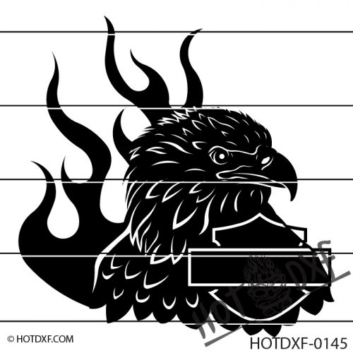 HOTDXF-0145 - HARLEY DAVIDSON MOTORCYCLE BIKER GANG LOGO SIGN WITH FIRE FLAMES AND AMERICAN EAGLE