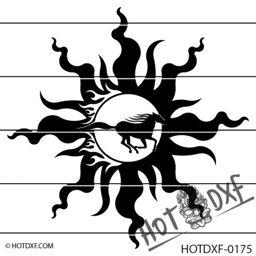 HOTDXF-0175 - FIRE HORSE COUNTRY WESTERN CELESTIAL SUN SIGN MODERN DESIGN