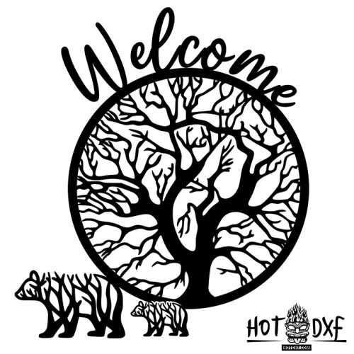 HOTDXF-PS-0335 - BEARS AND TREE FREE DXF FILE